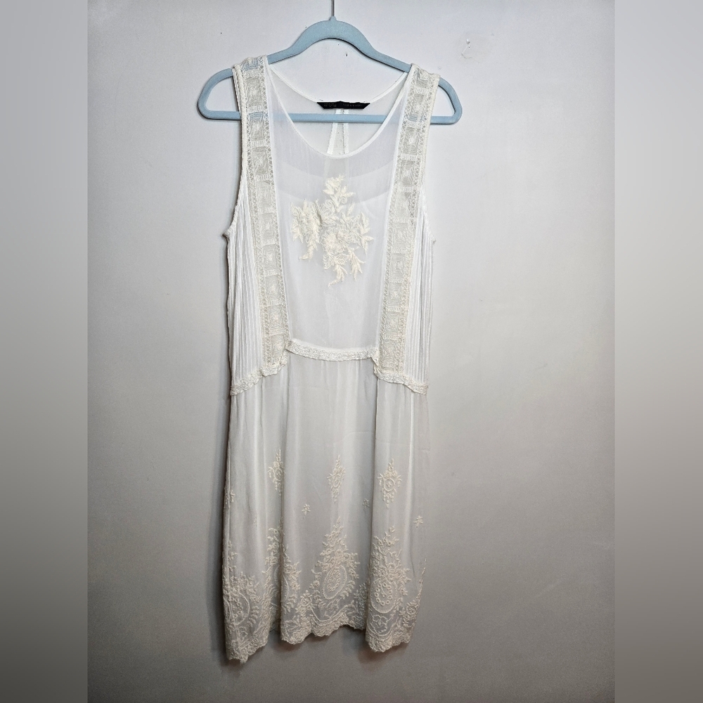 Elegant Whitish Cream Embroidered Dress - Picture 1 of 11